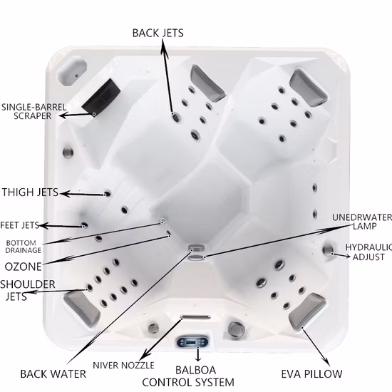 Nuevo diseño, bañera familiar acrílica multifuncional, SPA de natación grande