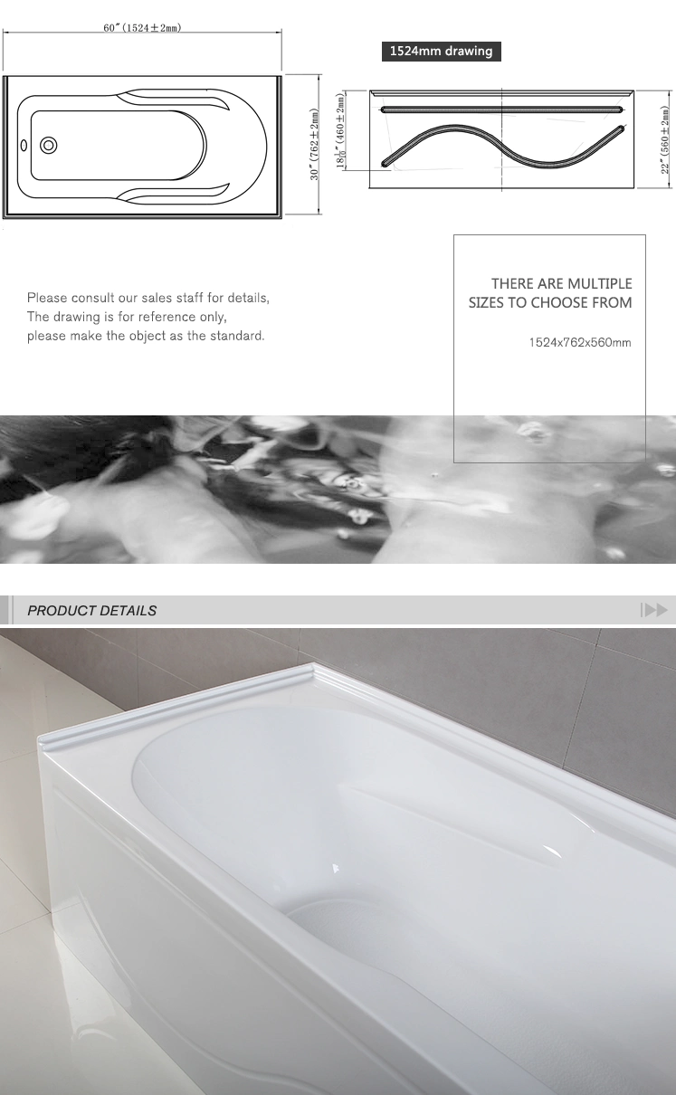 Cupc for USA Canada 60" Drop in Skirted Standard Alcove Acrylic Bathtub